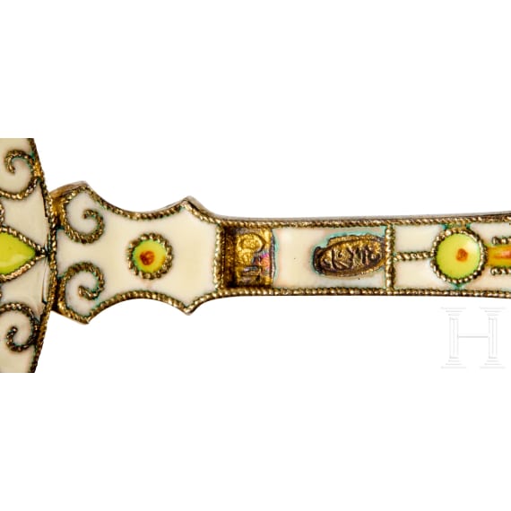 Bedeutendes siebenteiliges Cloisonn&eacute;-Email-Teeservice, Russland, Moskau, Pawel Owtschinnikow, 1896-1908
