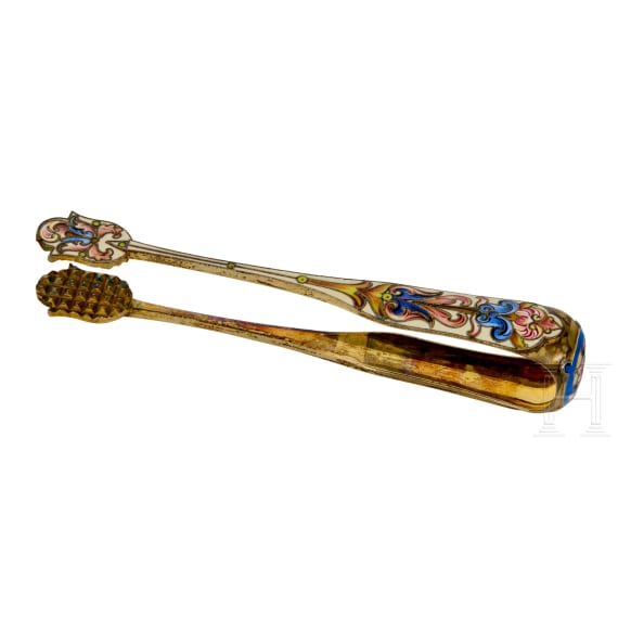 Bedeutendes siebenteiliges Cloisonn&eacute;-Email-Teeservice, Russland, Moskau, Pawel Owtschinnikow, 1896-1908