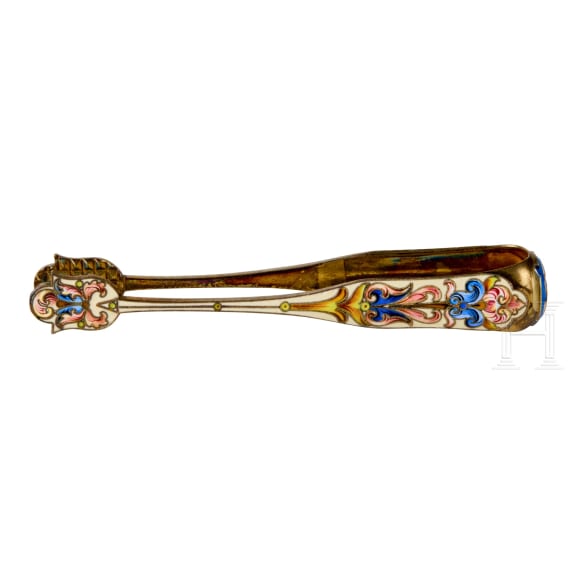 Bedeutendes siebenteiliges Cloisonn&eacute;-Email-Teeservice, Russland, Moskau, Pawel Owtschinnikow, 1896-1908