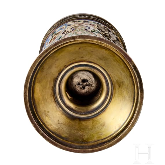 Cloisonn&eacute;-Email-Becher mit Monogramm Nikolaus II. und Doppeladler, gestempelt St. Petersburg, Gratschew Br&uuml;der, um 1890