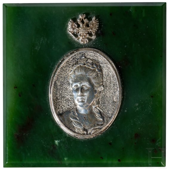 Nephrit-Briefbeschwerer mit Katharina der Gro&szlig;en, Russland, 2. H&auml;lfte des 20. Jhdt.