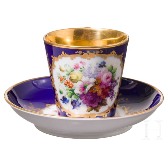 Tasse mit Untertasse, Russland, Porzellanmanufaktur Popow, Mitte des 19. Jhdts.