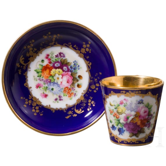 Tasse mit Untertasse, Russland, Porzellanmanufaktur Popow, Mitte des 19. Jhdts.