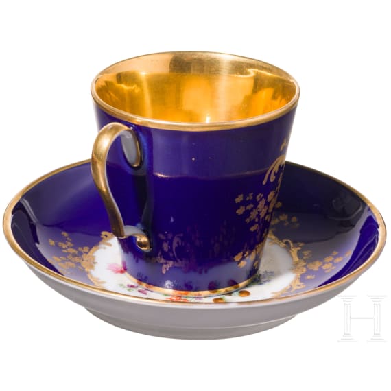 Tasse mit Untertasse, Russland, Porzellanmanufaktur Popow, Mitte des 19. Jhdts.