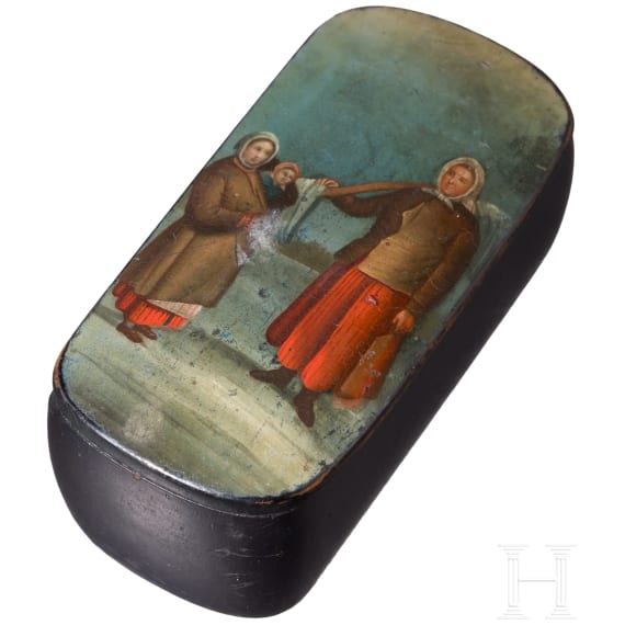 Lackdose und Lackschatulle, Russland, Danilowo, Fabrik Pjotr und Aleksandr Lukutin, 1855&ndash;63 / sp&auml;tes 19. Jhdt.