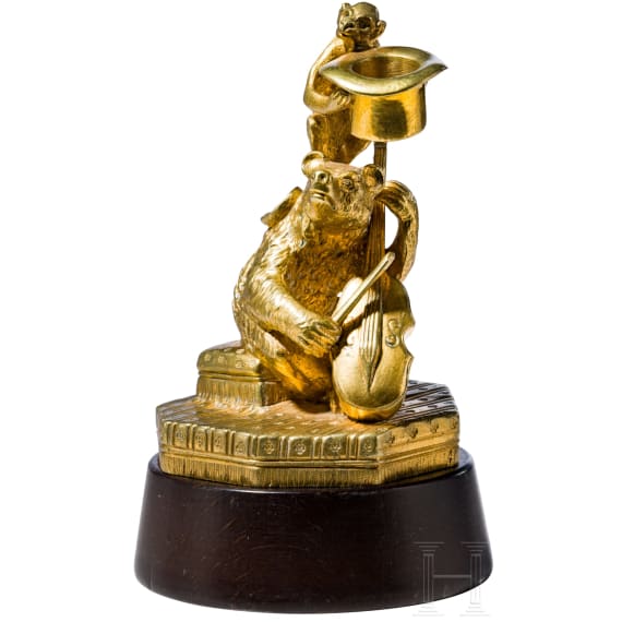 Vergoldete Bronzegruppe mit B&auml;r, sp&auml;tes 19./fr&uuml;hes 20. Jhdt.