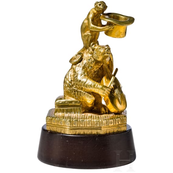Vergoldete Bronzegruppe mit B&auml;r, sp&auml;tes 19./fr&uuml;hes 20. Jhdt.