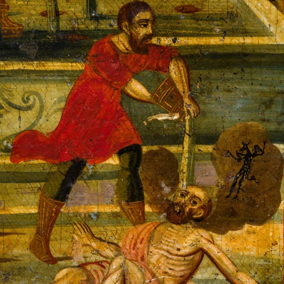 Ikone mit der Gottesmutter &bdquo;lebenspendende Quelle", Griechenland, um 1800