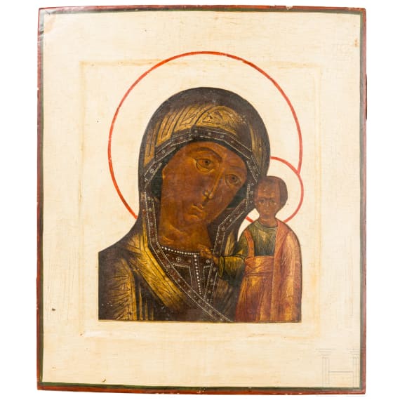 Ikone mit der Gottesmutter von Kasan (Kasankaja), Russland, Anfang 19. Jhdt.