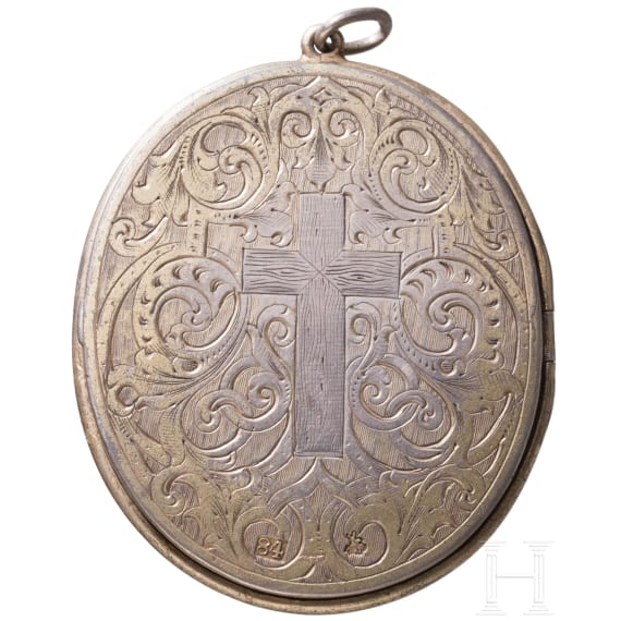Silber- und Perlmutt-Diptychon (Reiseikone), Russland, Moskau, um 1890