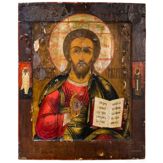 Gro&szlig;e Ikone mit dem Christus Pantokrator, Russland, sp&auml;tes 19. Jhdt.