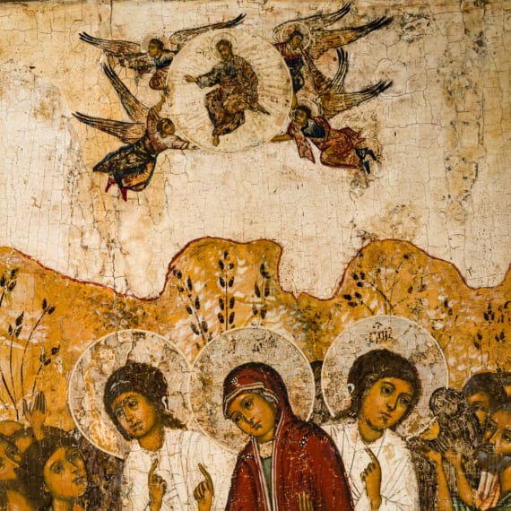 Monumentale Ikone mit der Himmelfahrt Christi, Russland, sp&auml;tes 17. Jhdt.