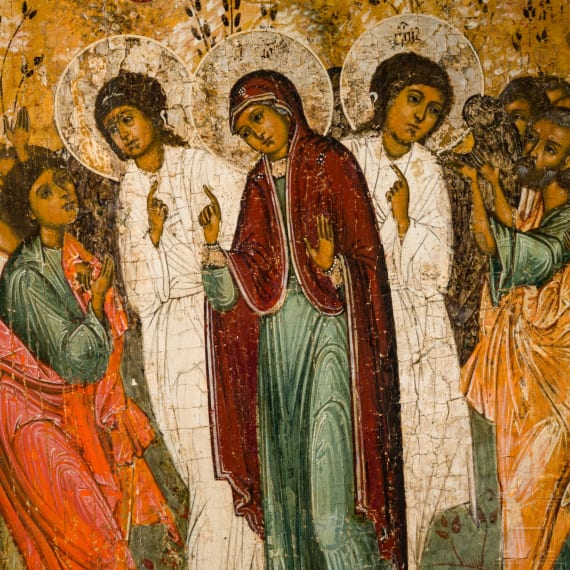 Monumentale Ikone mit der Himmelfahrt Christi, Russland, sp&auml;tes 17. Jhdt.