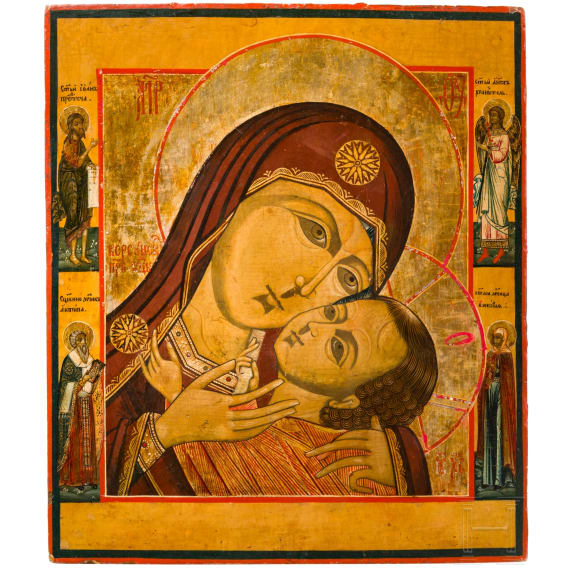 Two icons: The Korsunskaya Mother of God and the Dormition of the Mother of God, Russia, 19th century