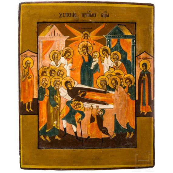 Two icons: The Korsunskaya Mother of God and the Dormition of the Mother of God, Russia, 19th century