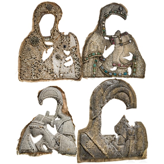Two pearl oklads, four pearl rizas and nine pieces from pearl oklads from different icons, mostly Mother of God, Russia, late 19th century