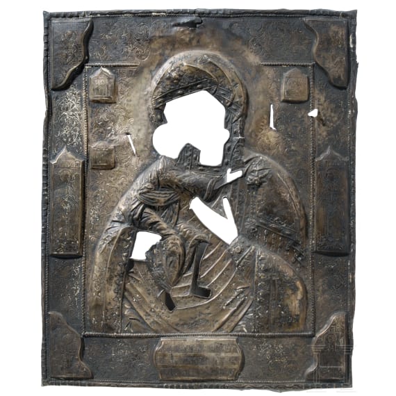 Sechs Ikonen-Oklade (drei Silber), Russland, 19. Jhdt.