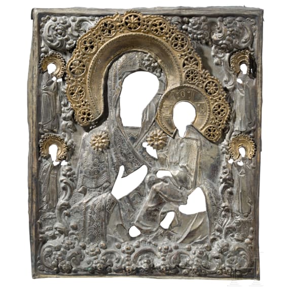 Sechs Ikonen-Oklade (drei Silber), Russland, 19. Jhdt.