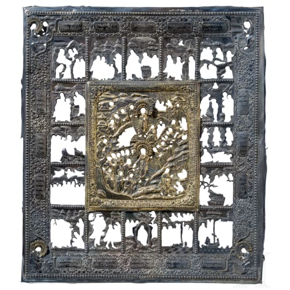 Sechs Ikonen-Oklad (zwei Silber), Russland, 19. Jhdt.