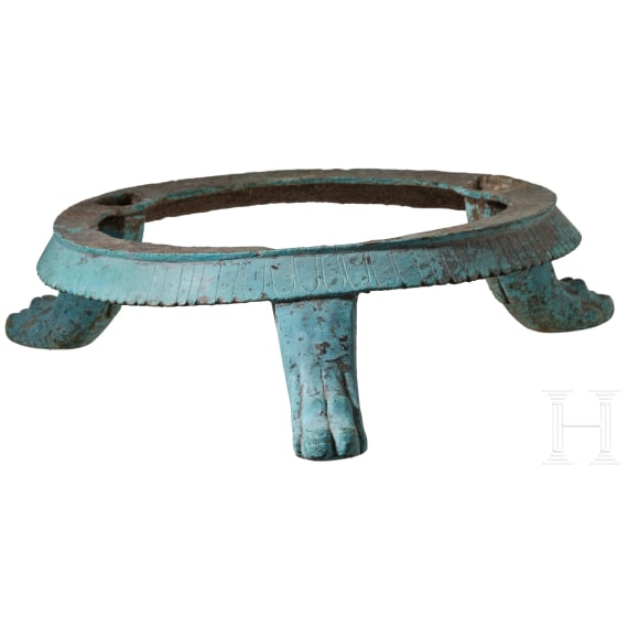 Greek tripod, bronze coaster, 6th century B.C.