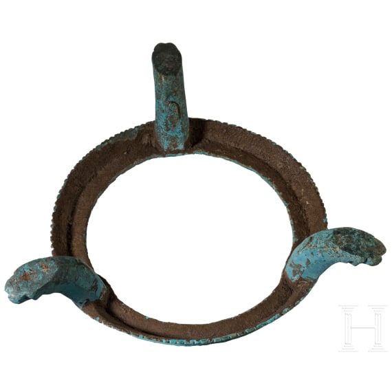 Greek tripod, bronze coaster, 6th century B.C.
