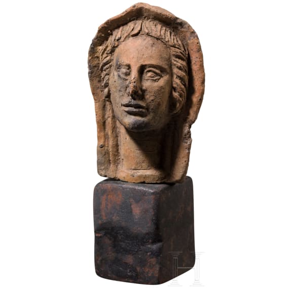 Votivkopf aus Terrakotta, etruskisch, 3. - 2. Jhdt. v. Chr.
