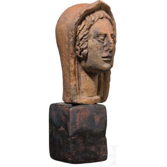 Votivkopf aus Terrakotta, etruskisch, 3. - 2. Jhdt. v. Chr.