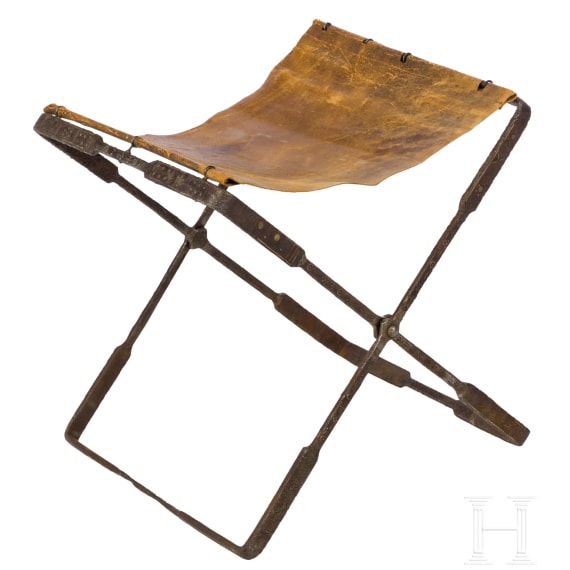 Roman folding chair, iron, with bronze inlays, 4th &ndash; mid-5th century A.D.
