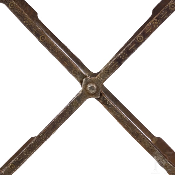 Roman folding chair, iron, with bronze inlays, 4th &ndash; mid-5th century A.D.