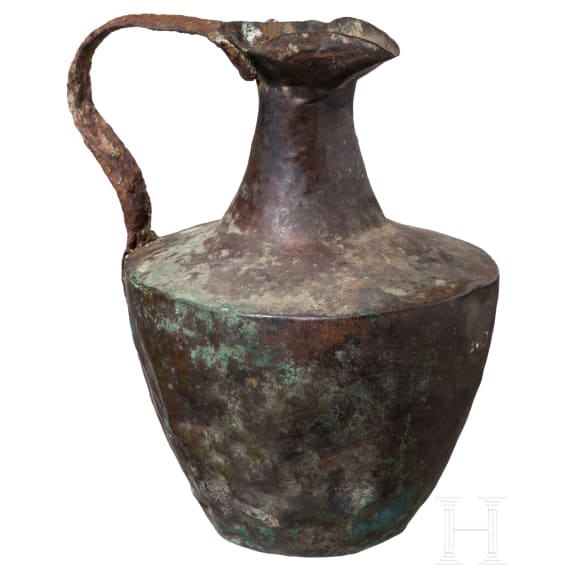 R&ouml;mische Kanne, Bronze mit Eisernem Henkel, 2. - 3. Jhdt. n. Chr.