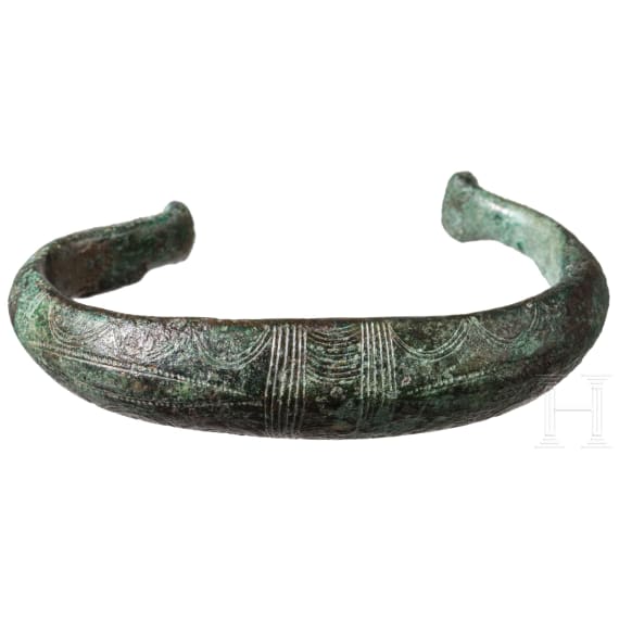 Late Bronze Age Allendorf-type armring with incised decoration on the outside, 13th century B.C.