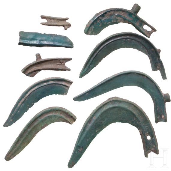 Three Bronze Age sickles and six sickle fragments, 12th&ndash;10th centuries B.C.