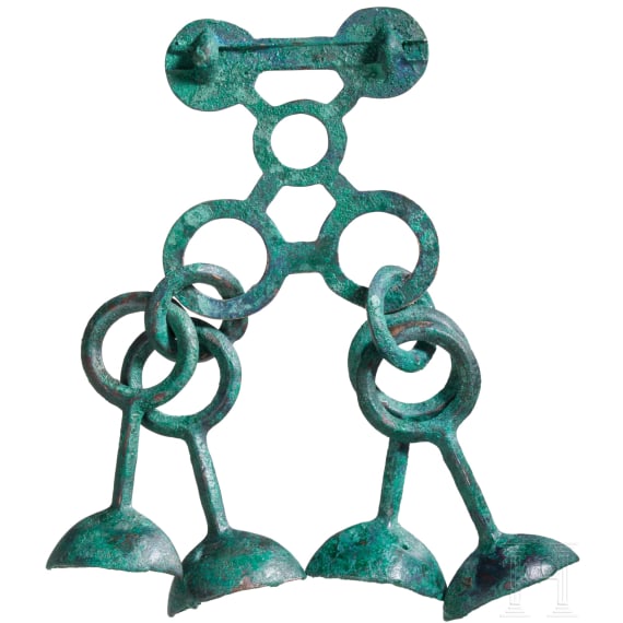 Urnfield period rattling plate pendant, 10th to 9th century B.C.