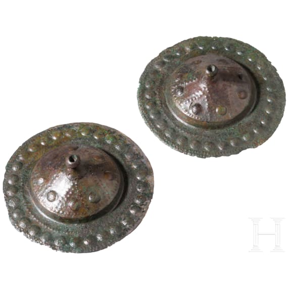 Two Urnfield-period phalerae with dot-and-knob decoration, 10th&ndash;9th centuries B.C.