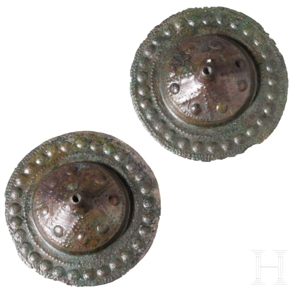 Two Urnfield-period phalerae with dot-and-knob decoration, 10th&ndash;9th centuries B.C.