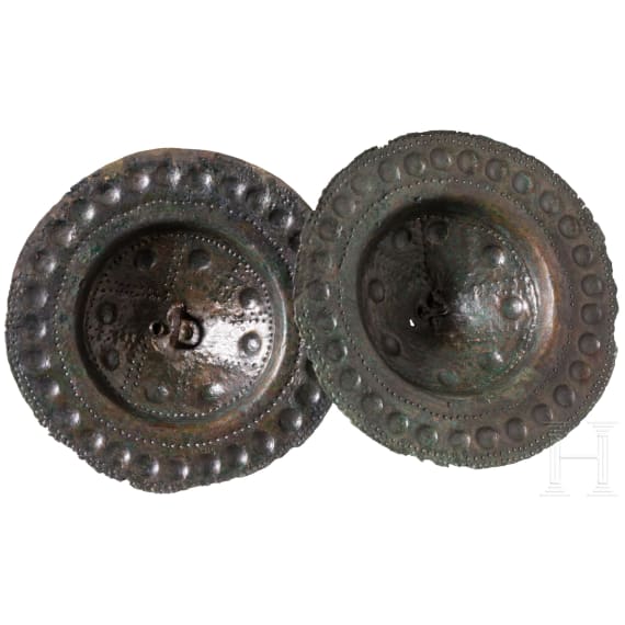 Two Urnfield-period phalerae with dot-and-knob decoration, 10th&ndash;9th centuries B.C.