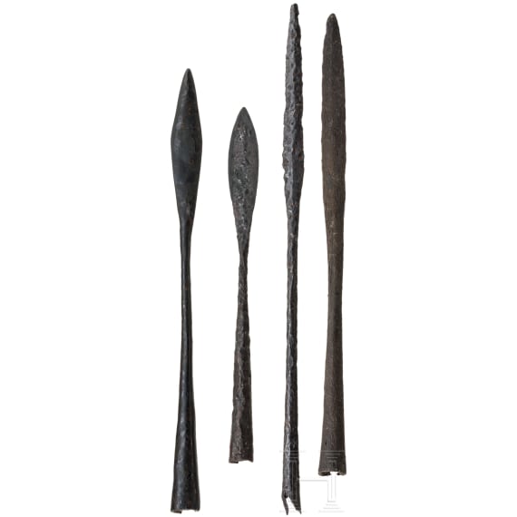 Four javelin tips, Early Middle Ages, 7th&ndash;8th centuries A.D.