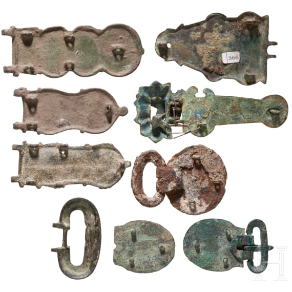 Eight fittings from early medieval belt sets, 6th&ndash;7th centuries.