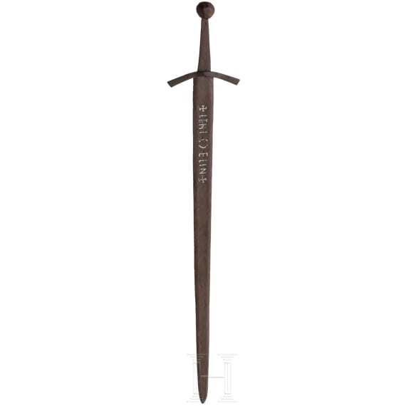 Gothic sword, from south-eastern Europe but modelled on Western designs, with inlaid lettering, 13-14th century.