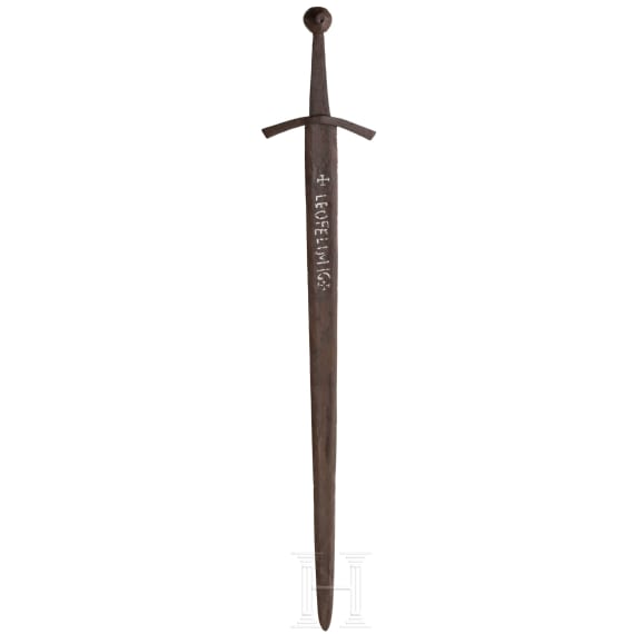 Gothic sword, from south-eastern Europe but modelled on Western designs, with inlaid lettering, 13-14th century.