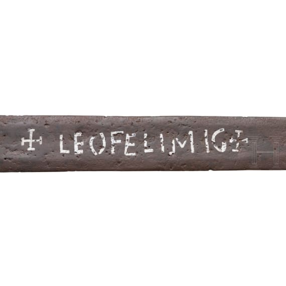 Gothic sword, from south-eastern Europe but modelled on Western designs, with inlaid lettering, 13-14th century.