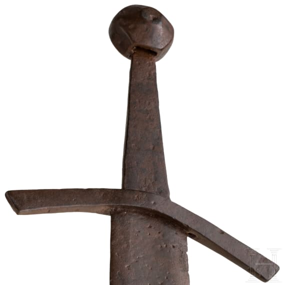 Gothic sword, from south-eastern Europe but modelled on Western designs, with inlaid lettering, 13-14th century.