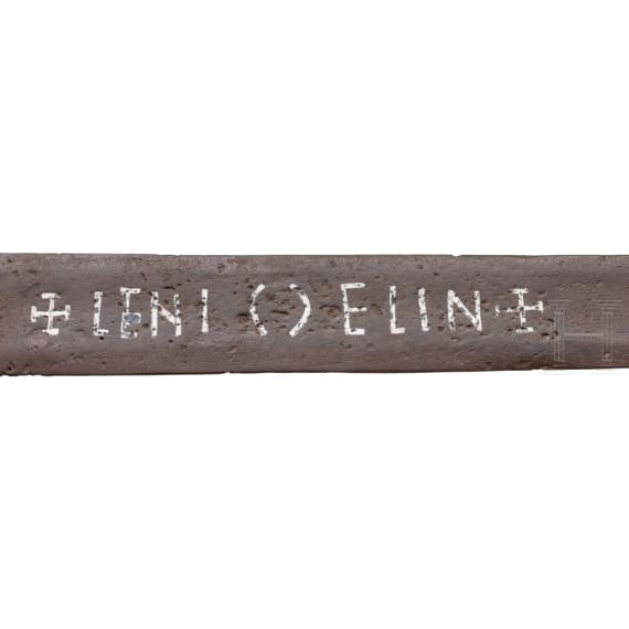 Gothic sword, from south-eastern Europe but modelled on Western designs, with inlaid lettering, 13-14th century.