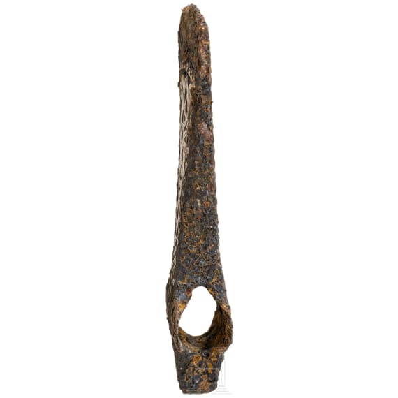 A Viking battle axe made of iron with silver inlays in the Jelling style, 10th century