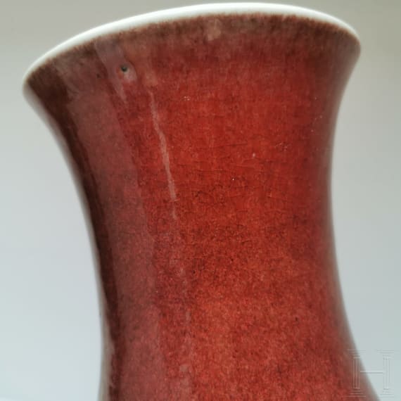 A large oxblood glazed Yuhuchunping Vase, China, probably Kangxi to Qianlong Period, 18th century