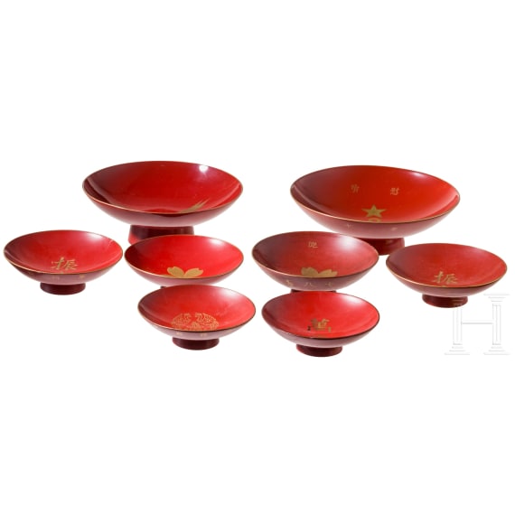 A group of eight sake cups (sakazuki), Japan, first half of the 20th century