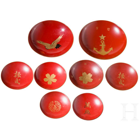 A group of eight sake cups (sakazuki), Japan, first half of the 20th century