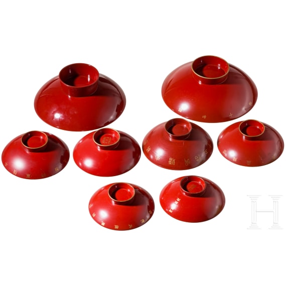 A group of eight sake cups (sakazuki), Japan, first half of the 20th century