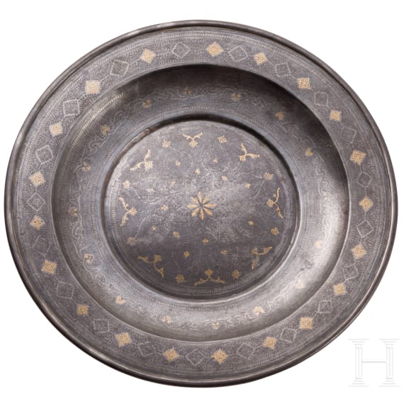 A damascened Indian presenting plate, Lahore, 19th century