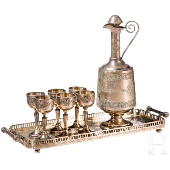 An Armenian silver liqueur set, ca. 1920